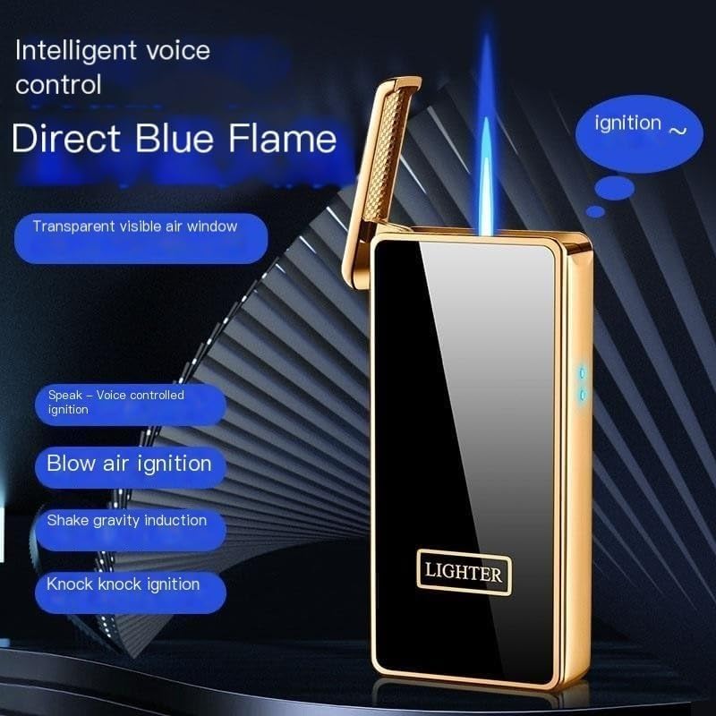 Encendedor inteligente activado por voz con llama turbina azul miniatura 3