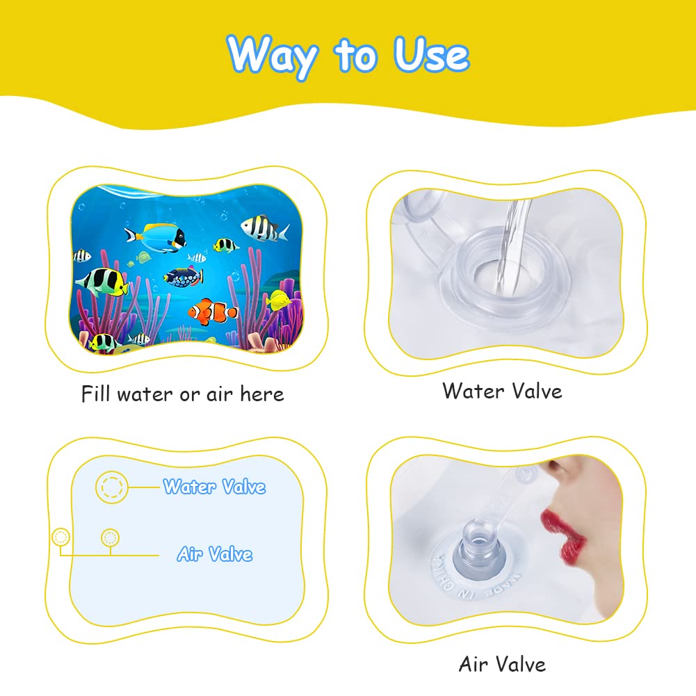 Aolso Tappetino Gonfiabile per Neonati, 68x51cm Tappetino Tummy Time Gonfiabile, Baby Water Mat in PVC Tappetino Gonfiabile per Neonati senza BPA, Rafforza i Muscoli del Tuo Bambino, Modello di Polpo