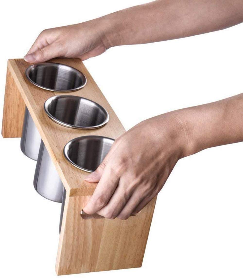 Portaposate con base in legno, portaposate in acciaio inox SUS304, per rendere la vostra cucina più ordinata, argento