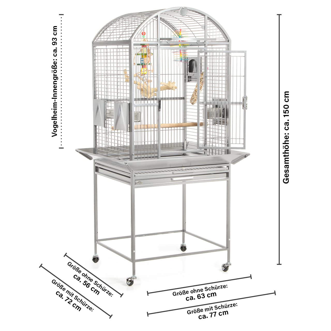 Montana Cages | Käfig, Voliere Finca Dome mit Rundbogendach - Platinum der Vogelkäfig für Sittiche & Papageien