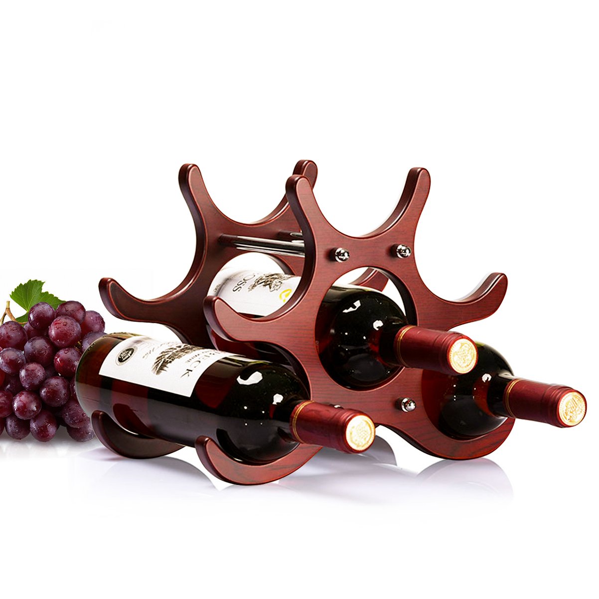 Bella VinoWooden Wine Rack - Wine Storage Space Saver for Kitchen Countertops, Wine Display, Wine Cellar, and Wine Bar - Durable Wine Bottle Holders for Red Wine, White Wine Housewarming Gifts