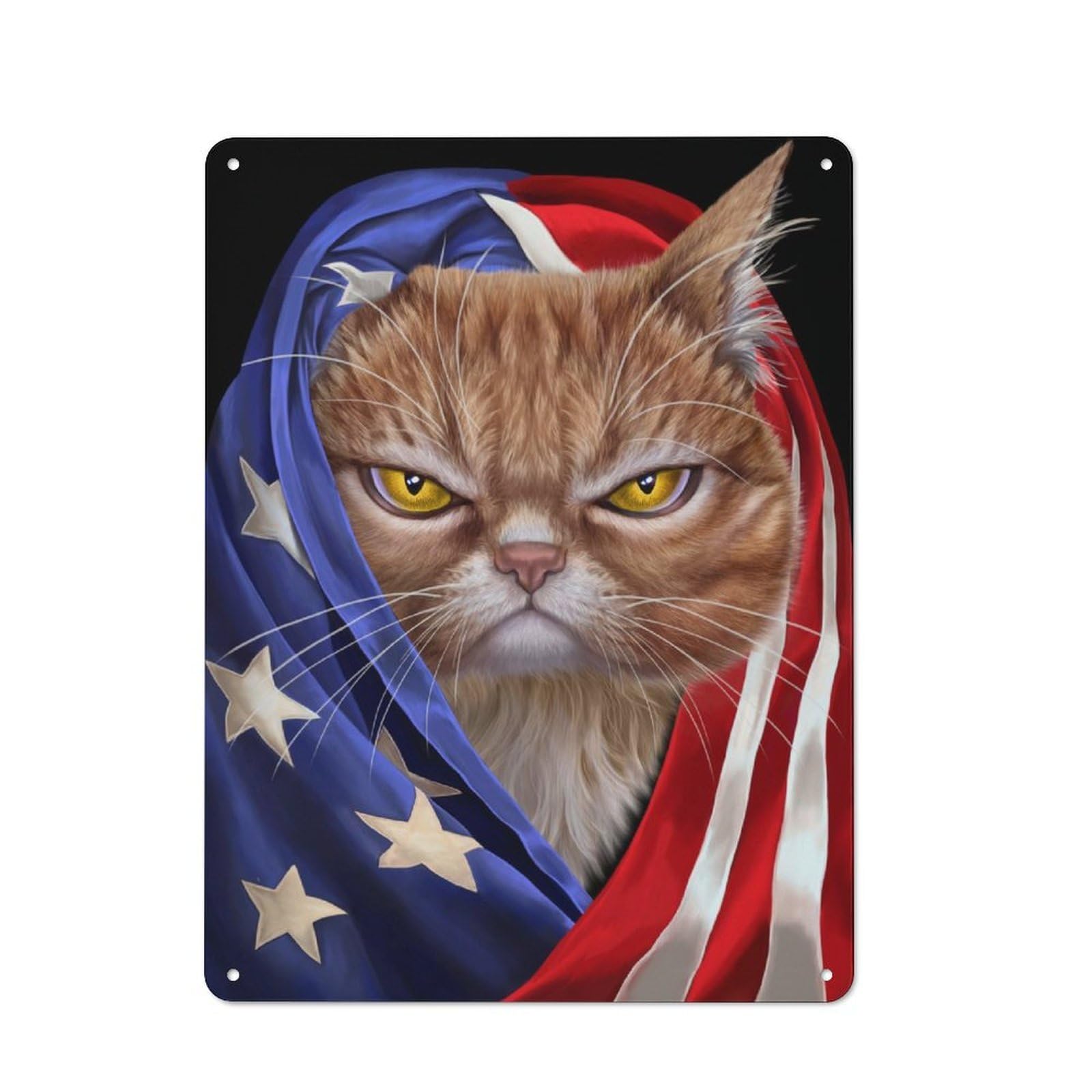 Junmoney Orange Cat Usa Patriot Retro Tin Sign 40X30cm Featuring For Bar Or Restaurant, For Metal Sign Collectors, For Garage And Workshop Walls