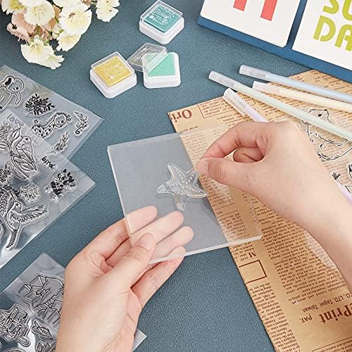 GLOBLELAND 9Pcs Animals Pattern Silicone Clear Stamps Rubber Postage Stamp Seal for Cards Making DIY Scrapbooking Photo Card Album Decoration, 160 x 110 mm