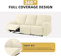 Vista 5 de HDCAXKJ Funda 100% impermeable de 8 piezas para sofá reclinable de 3 asientos, súper elástica y suave para sofá reclinable de 3 plazas, juego