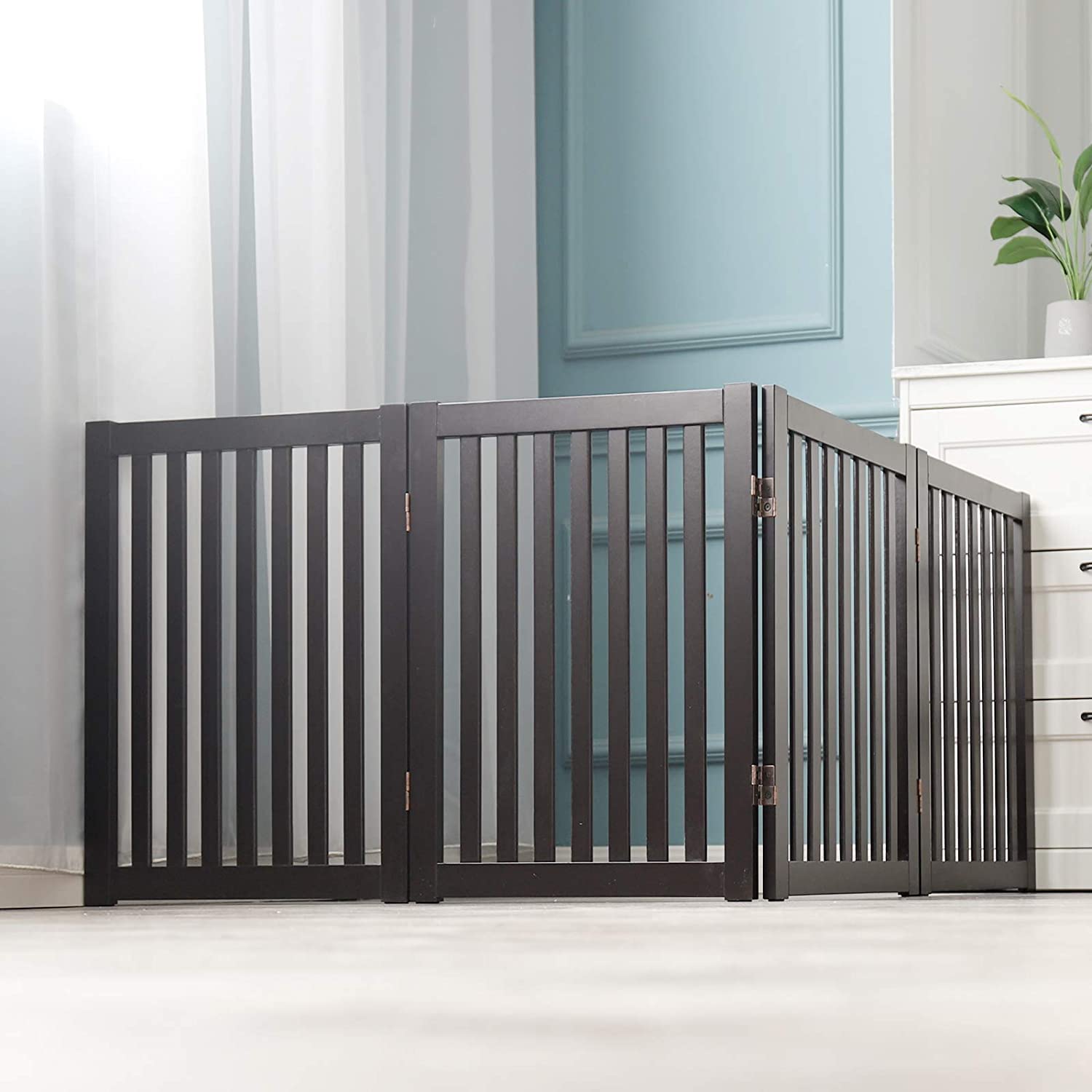 Green Tree handicrafts Wooden Freestanding Pet Gate 40 Inch 24 Panel