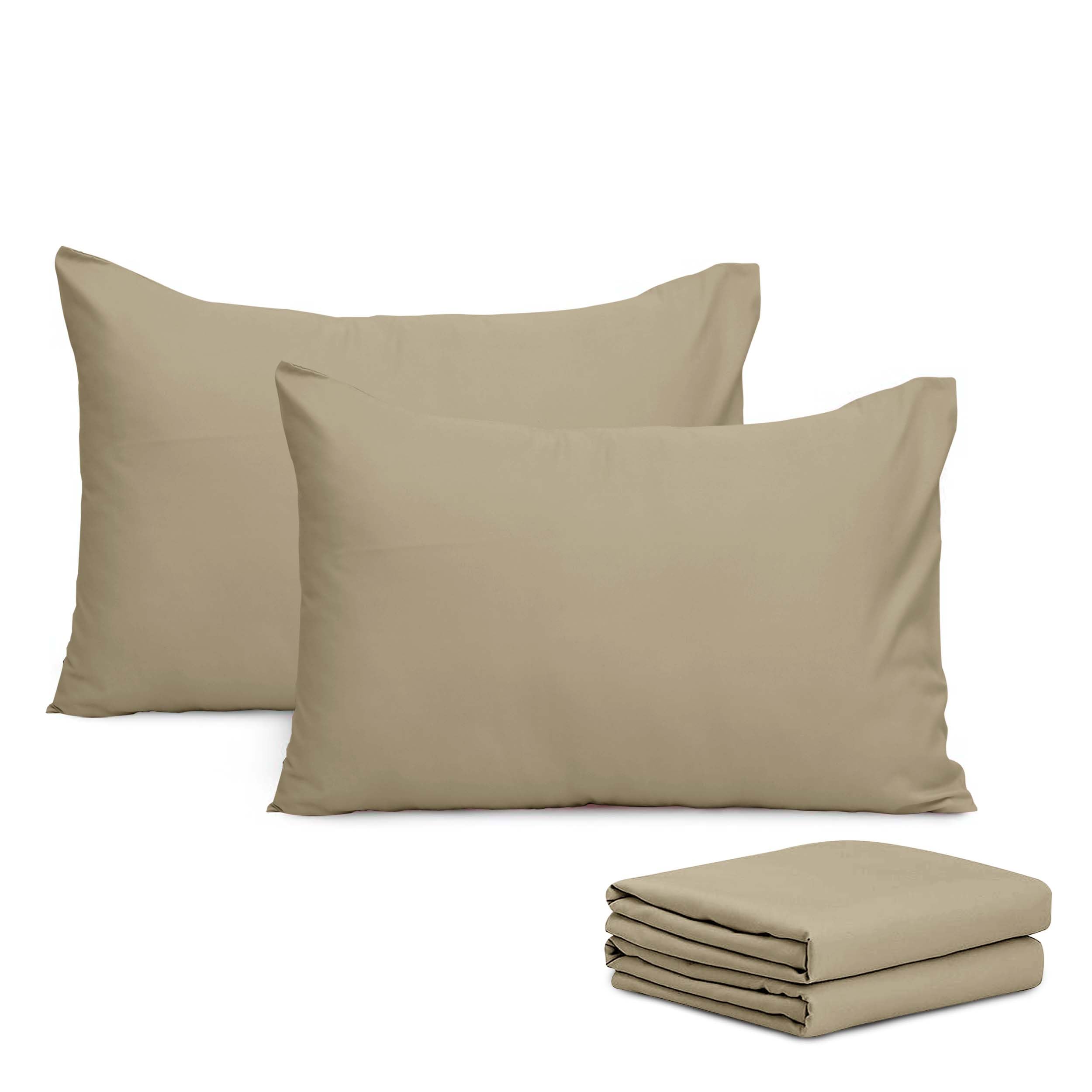 Imperial Rooms Pillow Cases 4 Pack Super Soft Easy Care Fade Resistant Hypoallergenic Brushed Microfibre Pillow Covers (Beige, Pillowcases 4 Pcs)