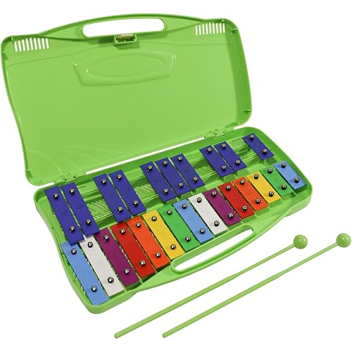 Xylophone,25 Notes Glockenspiel Xylophone for kids Musical Toy Metal Keys,Professional Xylophone for Beginners, Music Teaching, Gifts (Green)