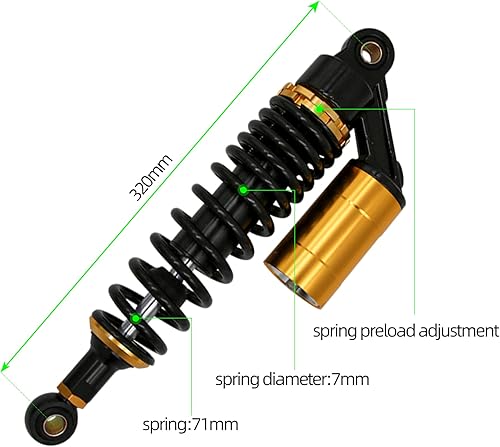 Miniatura 2 de Amortiguadores universales para motocicleta, 12.598 in, amortiguador de aire trasero para Honda Kawasaki Suzuki Yamaha Go Kart ScootersSport Street