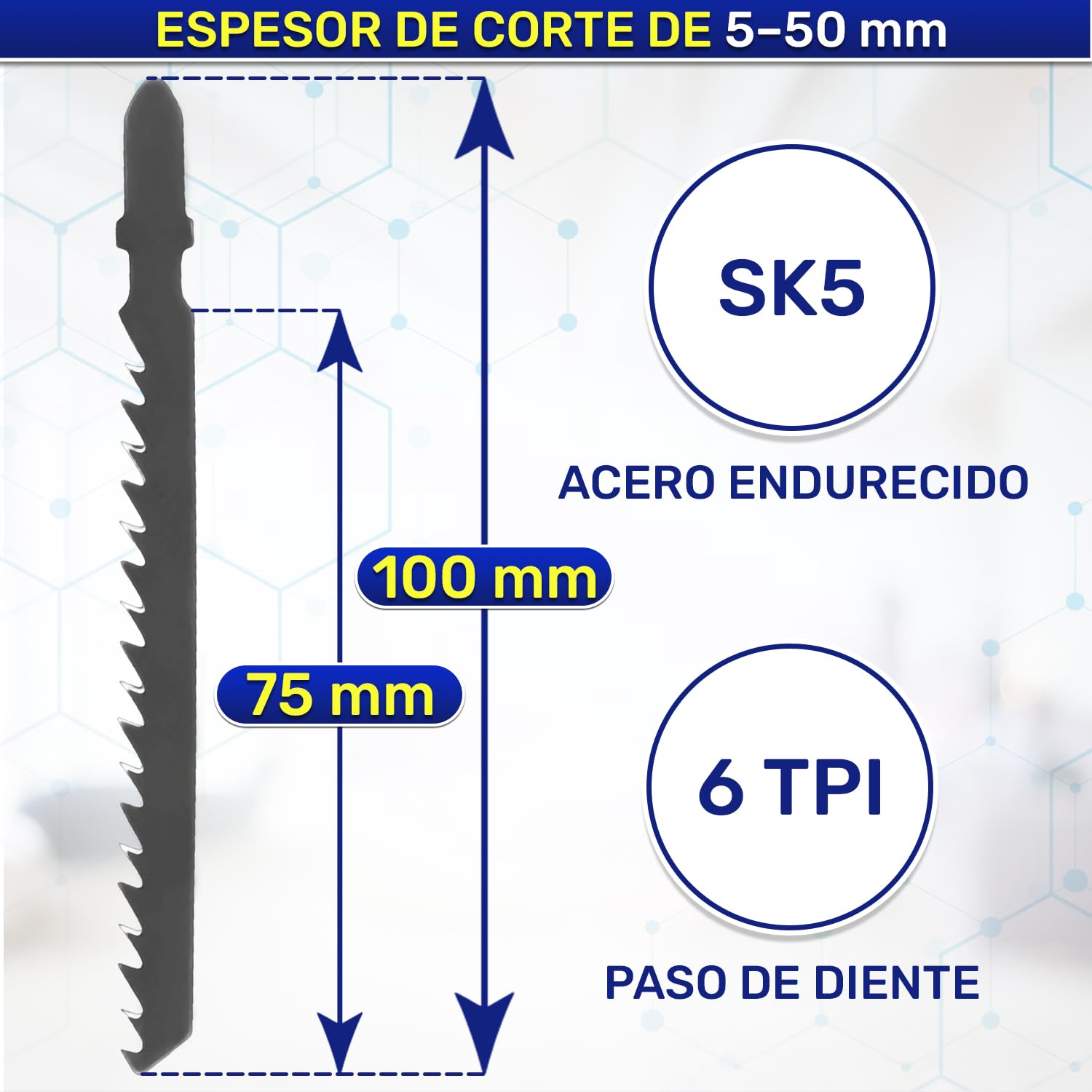 25 Piezas Hojas Sierra de Calar de 100 mm 6 TPI - Hoja Sierra Calar Fabricada en Acero Templado SK5 - MONTERAL