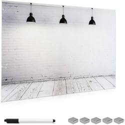 Panel De Cristal Navaris Tablero magnético de Cristal de 90x60CM - Pizarra magnética de Vidrio con diseño Industrial- Tablero de Notas con Marcador e imanes