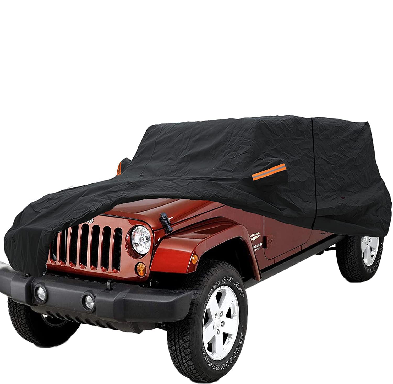 Big Ant Car Cover,Full Car Cover Compatible with Wrangler Cover 4 Door Waterproof for YJ, TJ, JK JL 1987-2022 with Left Side Door Zipper-Black