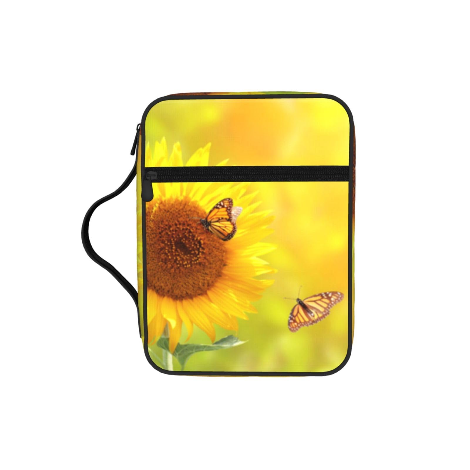 Sunflower Butterfly Sunny Bible Cover Case Waterproof Bible Bag With Handle Organizer Storage Book Cover For Bible Study