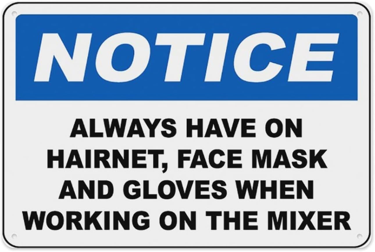 Notice Mandatory PPE Required Rust Free Aluminum Tin Sign - Warning Decor with Pre-Drilled Holes for Factory Workshop, Laboratory - 12x16 Inch​