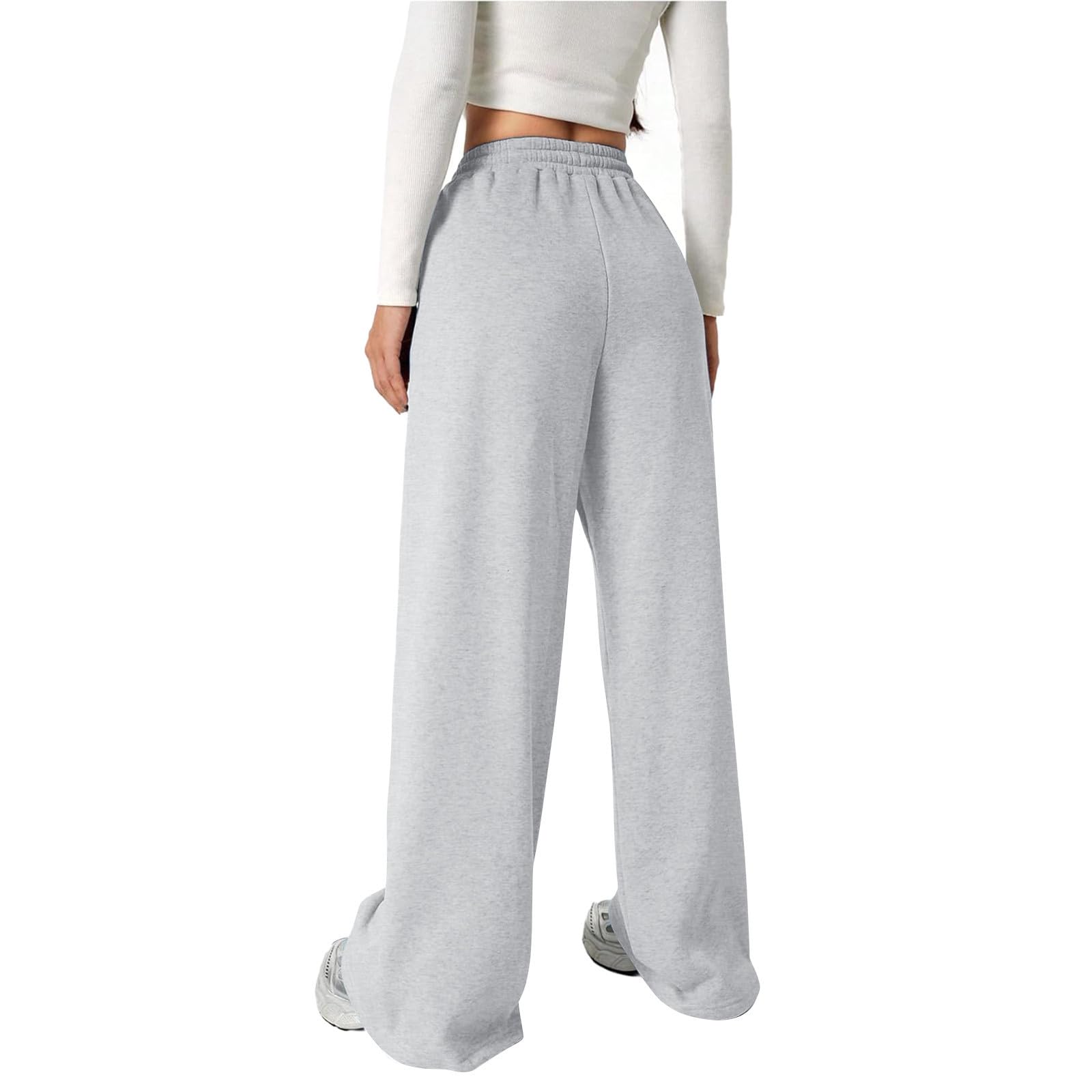 Generisch 2025 Baggy Pantalon de jogging avec nœud pour fille Pantalon de sport léger avec jambe droite et poches