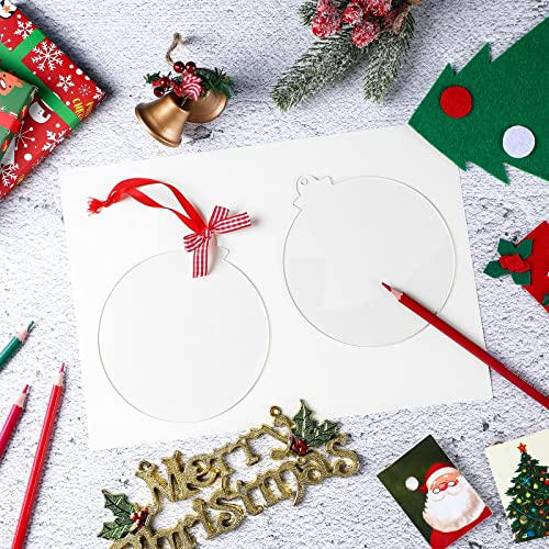 80 Pieces 5 Inch Clear Round Acrylic Christmas Ornaments Bulk Blanks Round Acrylic Discs Ornament Diy Round Blanks Vinyl Hanging Transparent Circle Discs Crafts Xmas Tree Bauble Party Decoration #TOP6