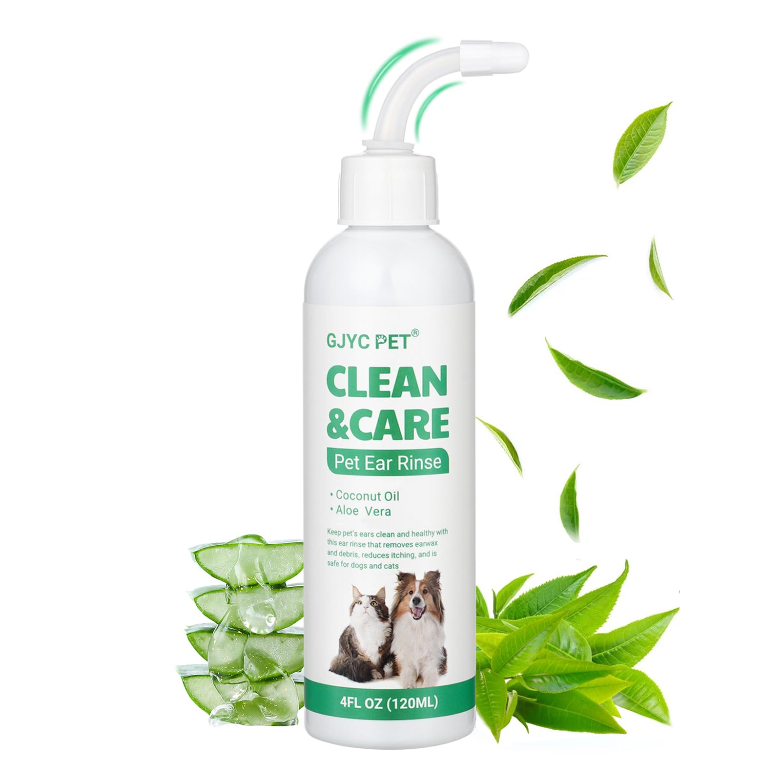 GJYC PET Pulizia Orecchie Cane, Gocce Orecchie Cani, Gocce Orecchie Cane, Detergente Orecchie per Cani, Risciacquo per Le Orecchie del Cane, Soluzione per la Pulizia delle Orecchie del Cane, 4 OZ
