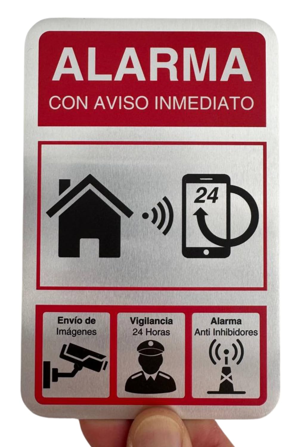 Cartel Videovigilancia - 9x14 cm - Aluminio - Grosor 0.8 mm - Señal Zona Videovigilada - Impresión UV - Cartel de Area Videovigilada - Videovigilancia homologado 9x14 cm