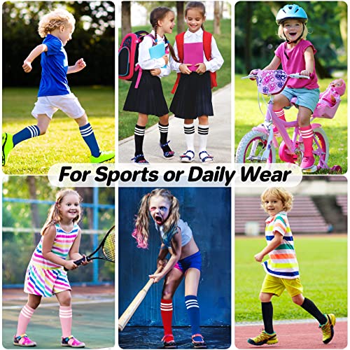 qikqik 4 Pairs Toddler Soccer Socks Kids Soccer Socks for Girls Boys Baseball Socks Toddler Knee High Socks Cotton Tube Socks2