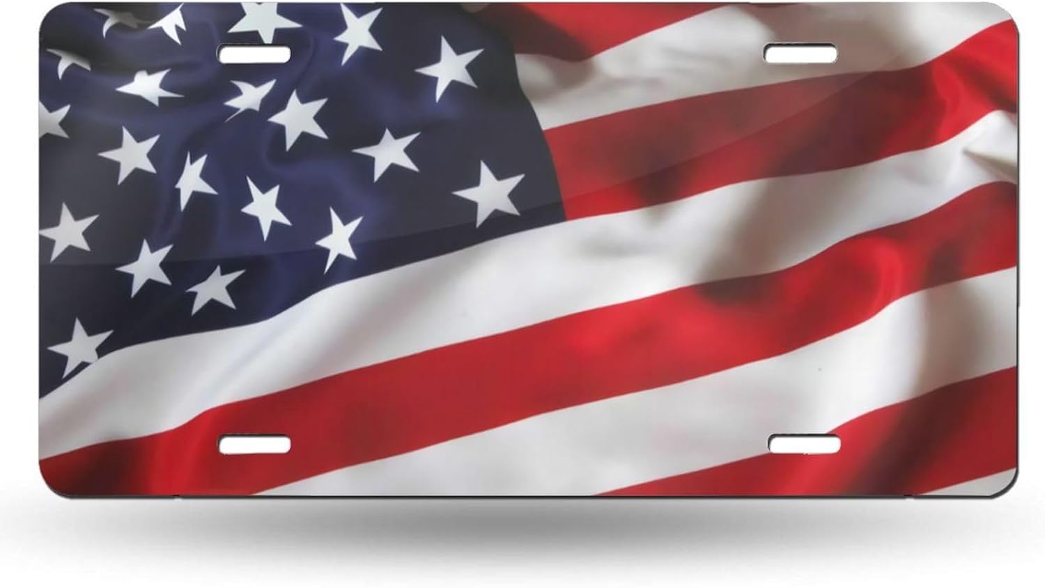 Patriotic American Flag Front License Plate Aluminum Decorative License Plates Funny Metal Car Plate 6"X12" Novelty Vanity Tag Cover with 4 Holes Car Decor Accessory
