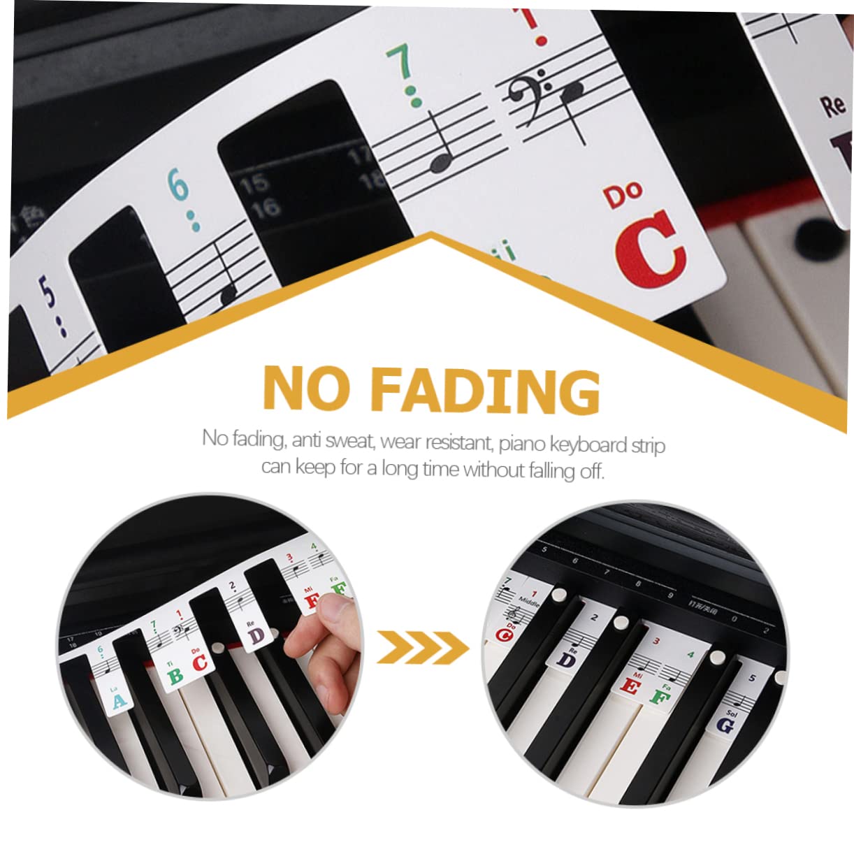 Adesivi per Tastiera Piano 88 Tasti in Pvc Non Adesivi, Facili da Usare e Rimuovere, Strisce Note Musicali per Guida Tasti Professionale e Pratica