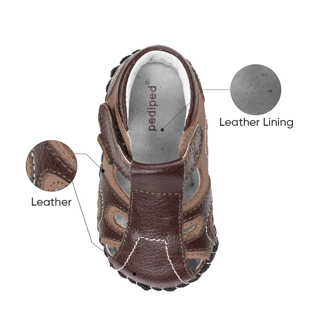 pediped Brody Originals Fisherman Sandal (Infant/Toddler),Brown Tan,Small (6-12 Months)