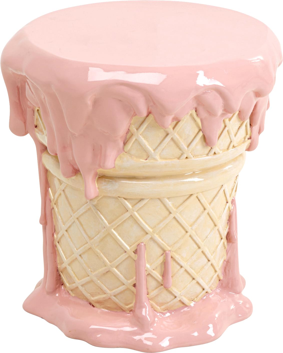 Kare Design Pouf Ice Cream, Rosa, diametro 36 cm (H 38 cm), in Polyresina con struttura in acciaio verniciato, design pop scultoreo, portata max 110 kg