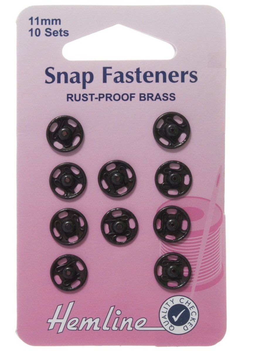 Sew On Snap Fasteners 11mm Black