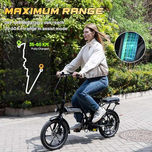 EVERCROSS Elektrofahrrad für Erwachsene, 250W E Bike,16''/20" x 4.0 Fette Reifen, bis zu 25KM/H & 60-100km Reichweite,36V/48V Abnehmbare Batterie, Berg Schnee Elektro Offroad Fahrrad – Bild 3