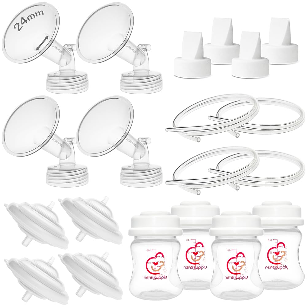 Nenesupply Pump Parts Compatible with Spectra S2 S1 9 Plus Breast Pump to Replace Spectra Pump Parts S2 Accessories Flange 24mm Duckbill Valve Tubing