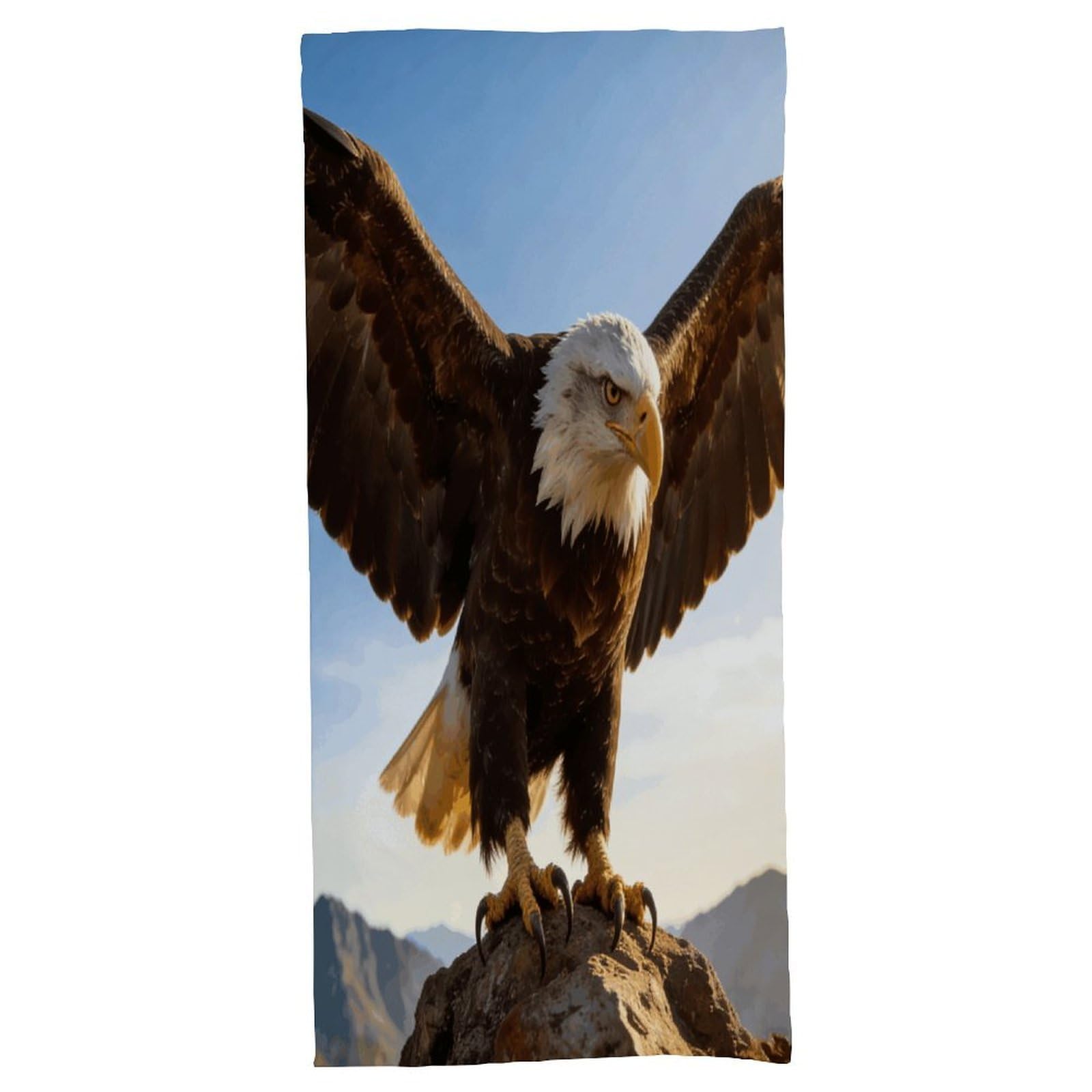 Fodpand Style Fierce Eagle And National Flag Bath Towel, Highly Absorbent & Quick Drying Beach Towel, Compact & Lightweight Pool Towel For Bathroom, Beach, Pool, Gym, Spa, And Hotel Use