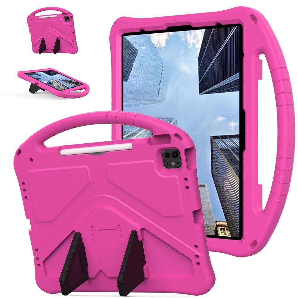 iPad 9e génération étui 10.2 rose : coque silicone antichoc avec support vidéo