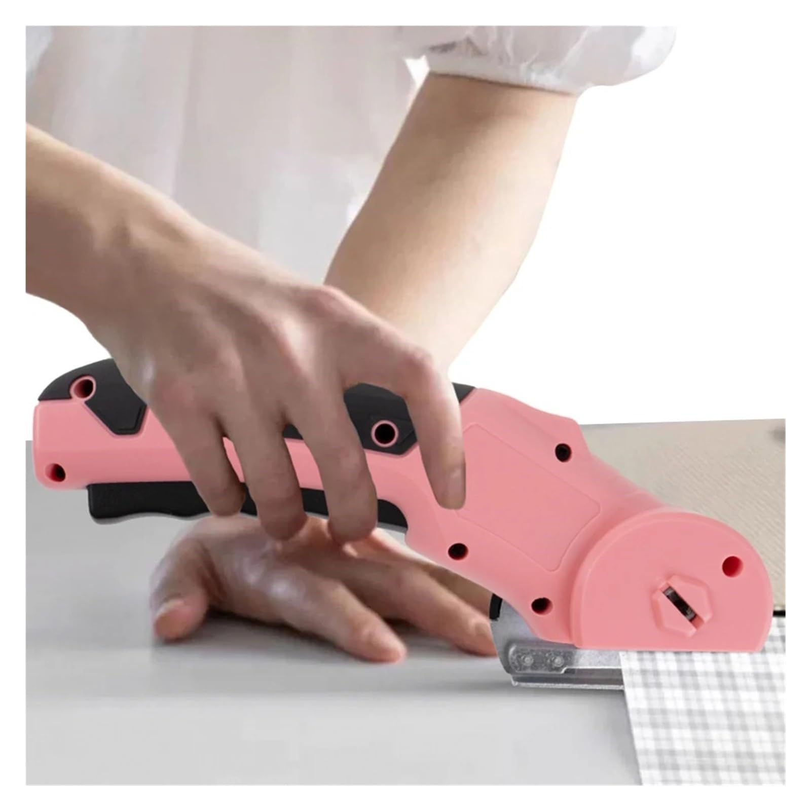 Tijeras Eléctricas Inalámbricas De 1500 MAh, Cortadora Eléctrica For Cartón, Cuero, Tela, Costura Alfombras, Herramienta Corte Corte suave(Pink)