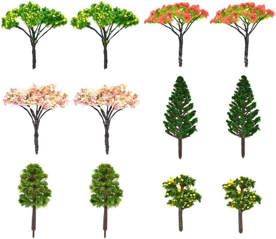 HZOnline Model Trees,Model Train Scenery,Miniature Dollhouse Decorations,Micro Landscape,Fairy Garden Tree(12 PCS)