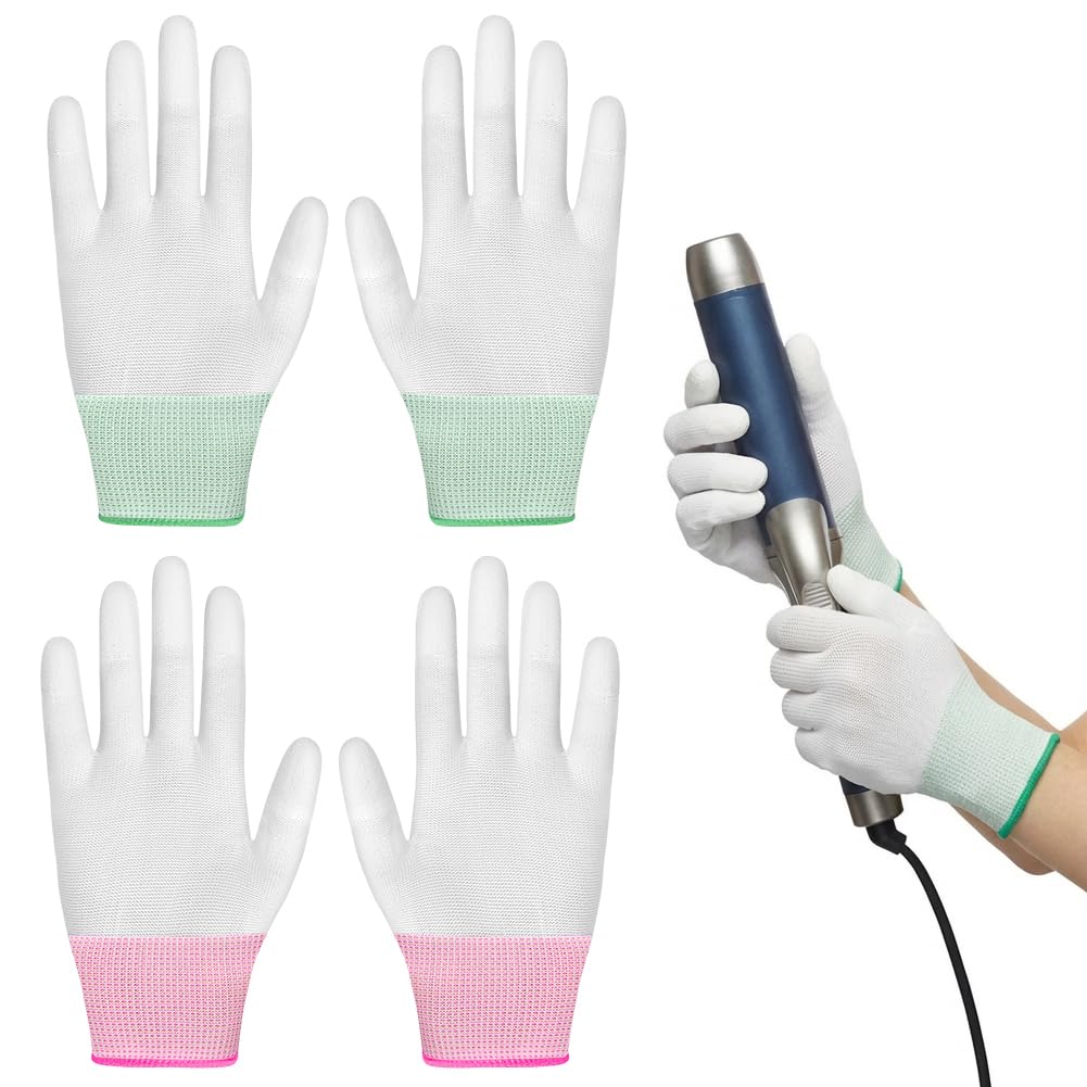 2 Paires Gants Résistants à la Chaleur, Gants de Protection Thermique pour la Coiffure, Gants Thermorésistants avec Doigts en PU, pour Fers à Friser, Lisseurs et Fers à Boucler