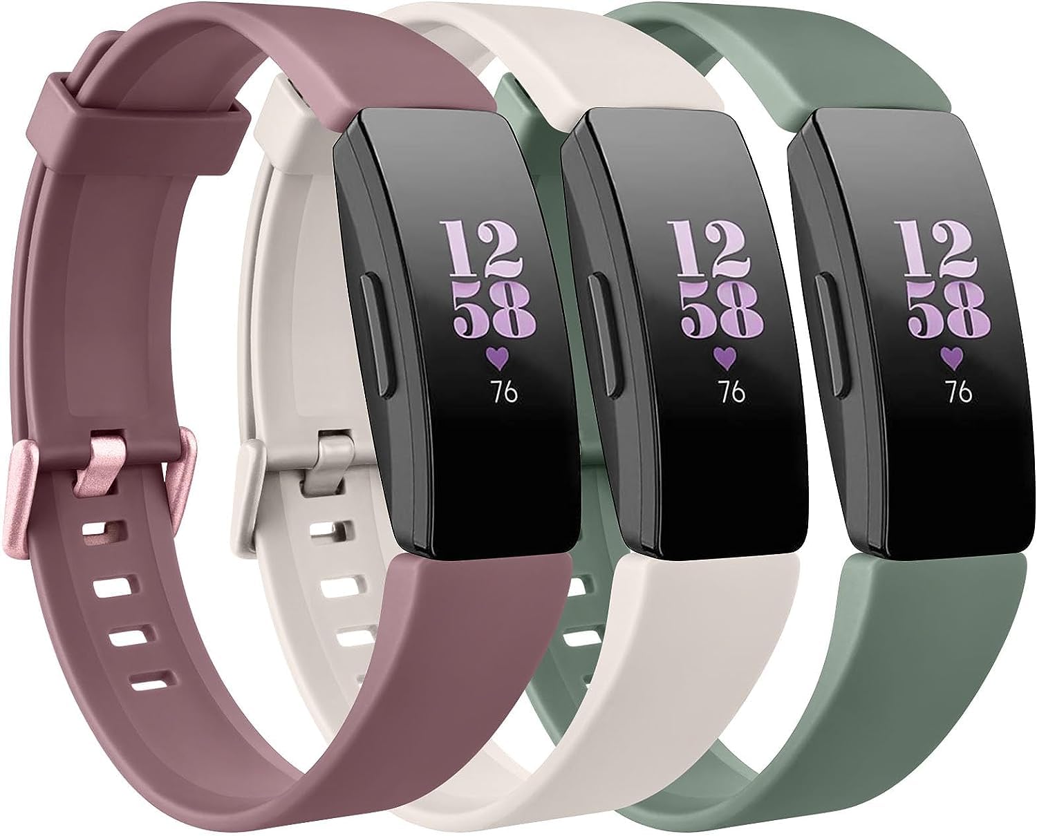 Fitbit Inspire HR & 2 Straps - Soft Silicone Sport Replacement for Women & Men