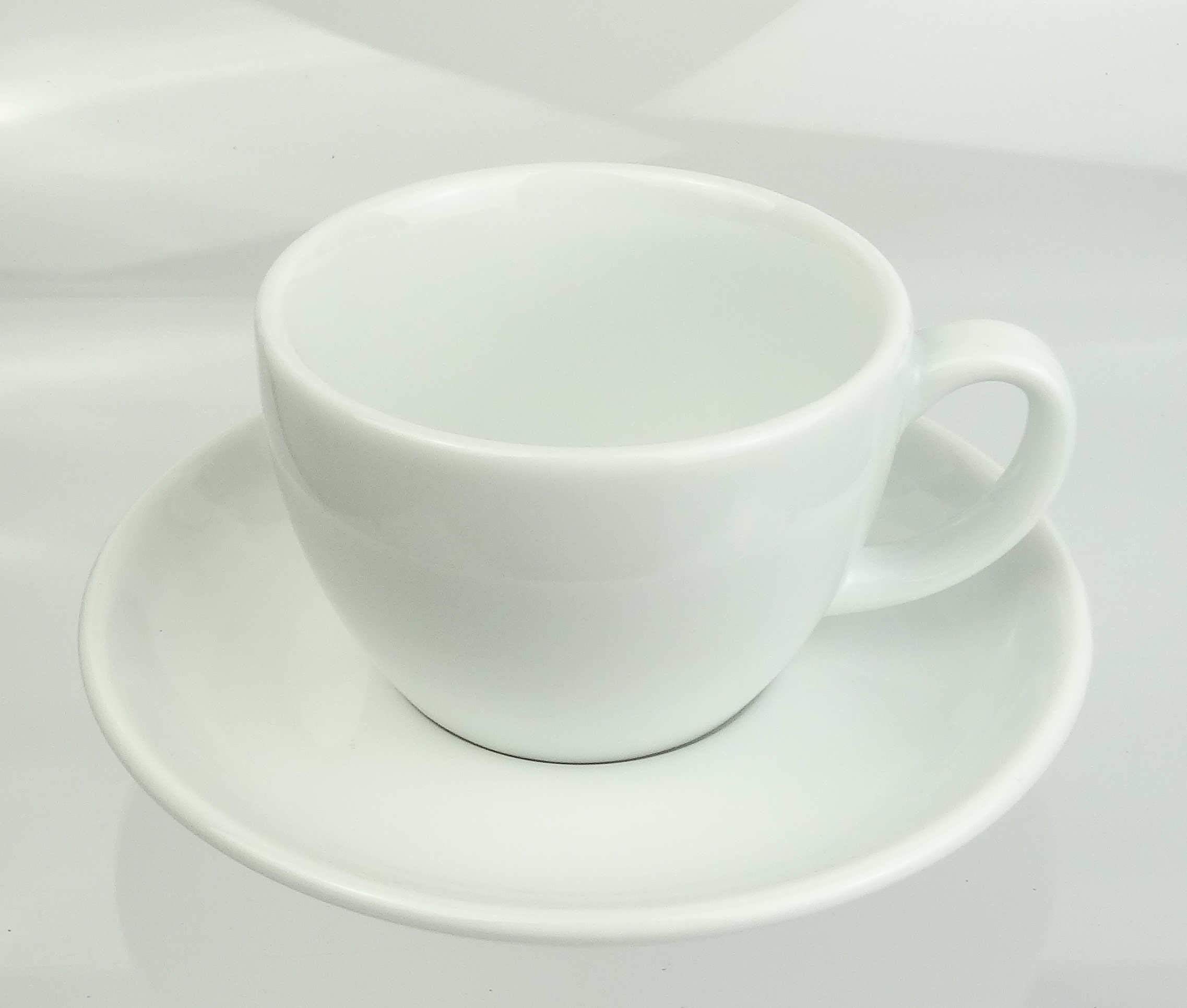 Italienische Cappuccino-Tasse »Verona open« | weiß | großer Henkel | Füllmenge (bis zur Oberkante): 180 ml | handgemacht | 6 Tassen & 6 Untertassen | Made in Italy