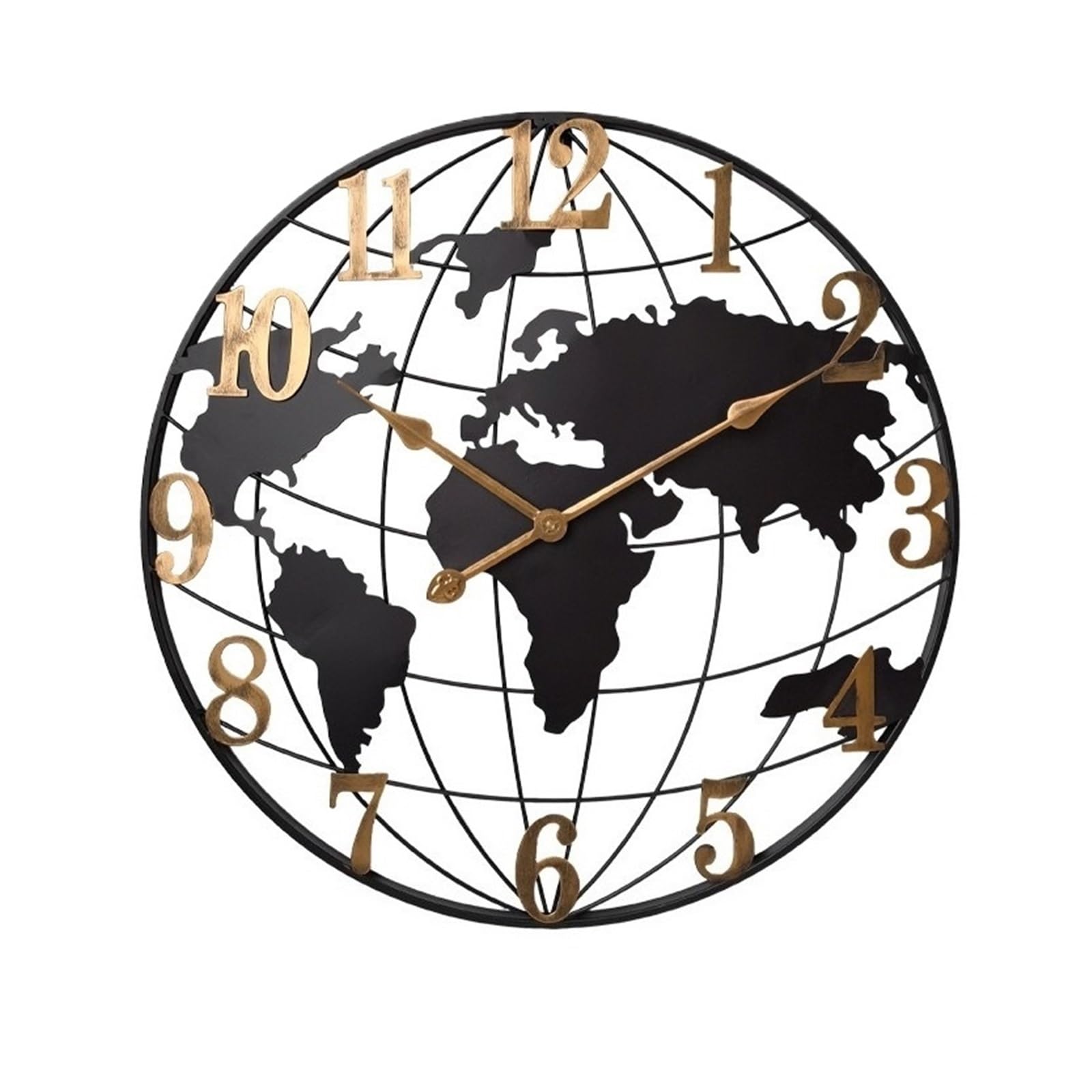 HVSYVVSRL 60/75/90cm Large Map Wall Clock Metal Minimalist Round Silent Non-Ticking Battery Operated Clocks For Living Room Quiet Operation(Digital 90cm)