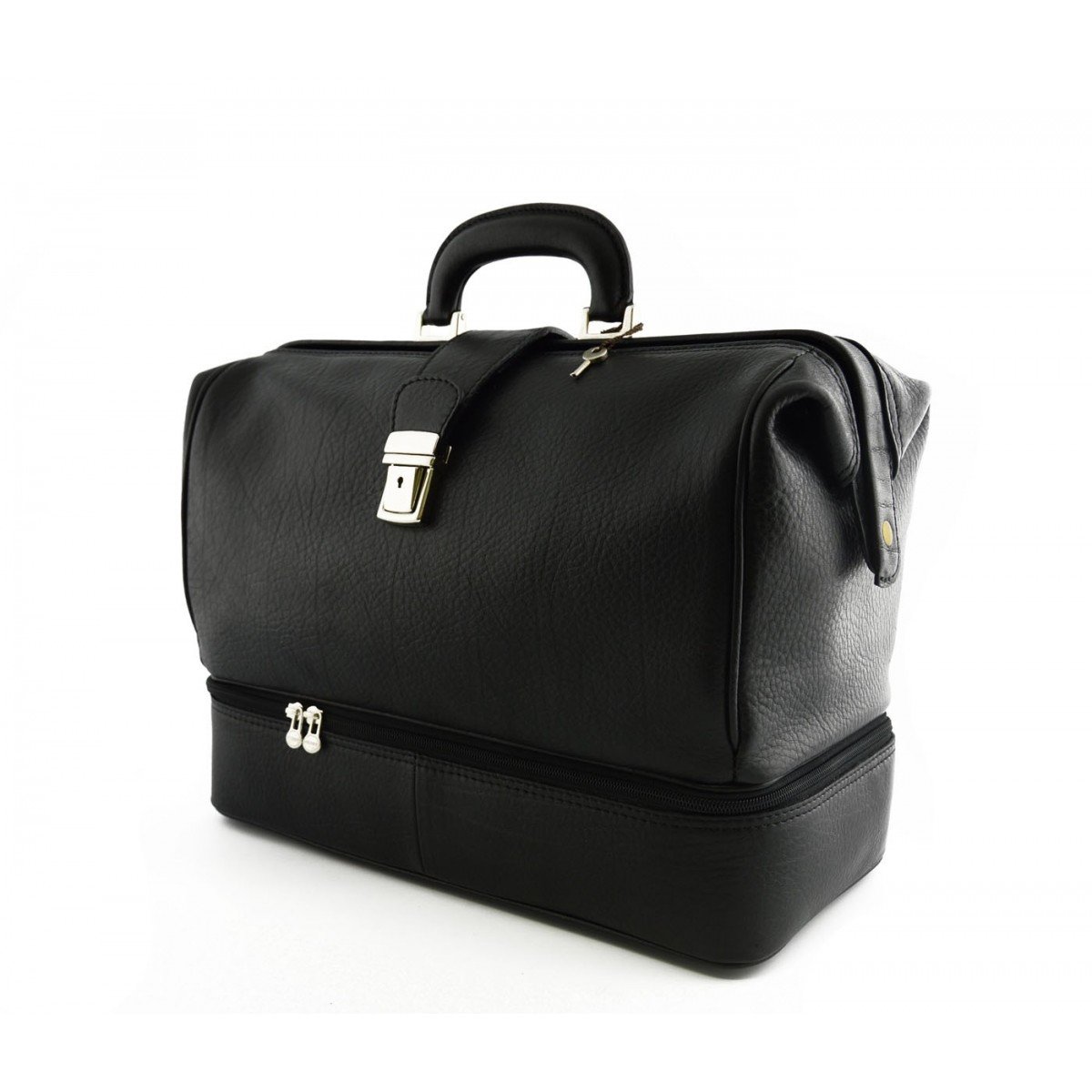 Dream Leather Bags Made in Italy toskanische echte Ledertaschen Echtes Leder Arzttasche, Doppelboden Farbe Schwarz - Italienische Lederwaren - Aktentasche