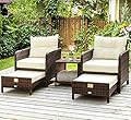 Pamapic 5 Pieces Wicker Patio Furniture Set Outdoor Patio Chairs with Ottomans Conversation Furniture with coffetable for Poorside Garden Balcony(Beige)