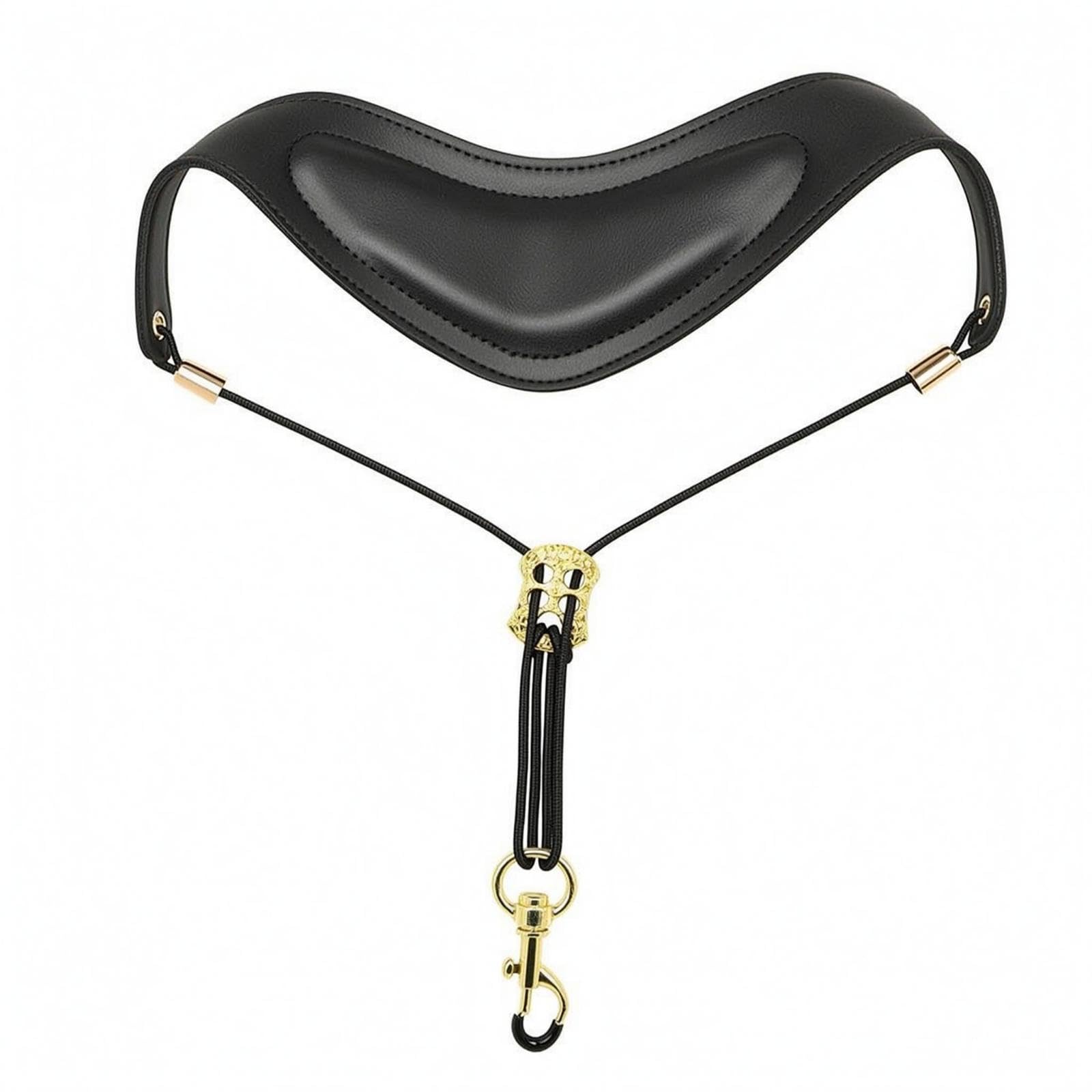 SNAPPSY Saxophone Shoulder Strap Leather-Like Adjustable Saxophone Shoulder Strap Metal Connector Padded Sax Harness Black Gold Buckle-image-17