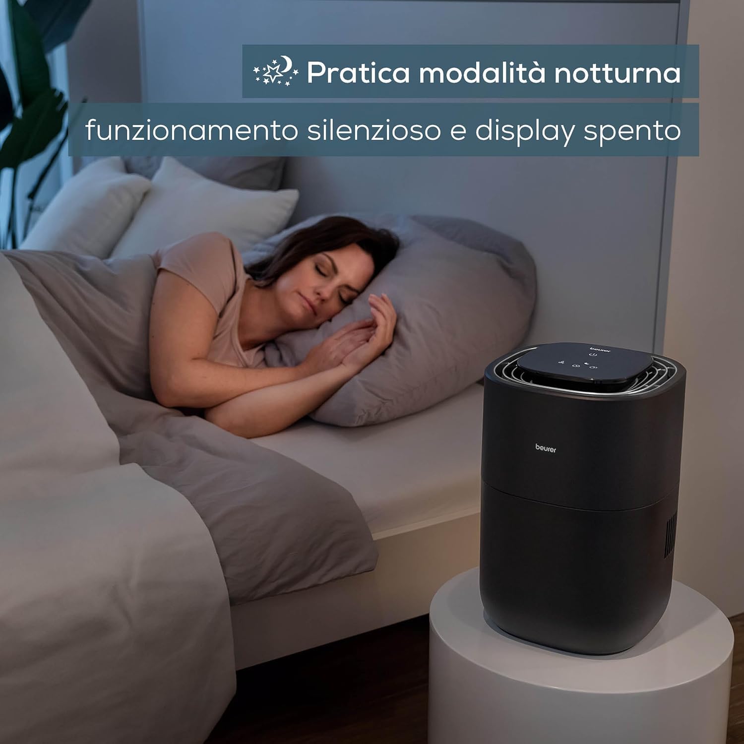 BEURER Umidificatore LB 200 Tecnologia di Evaporazione a Freddo in 3 Livelli ad Alta Efficienza Energetica, Umidificazione Igienica dell'Aria, Asciugatura del Filtro, per Ambienti fino a Circa 30 m²