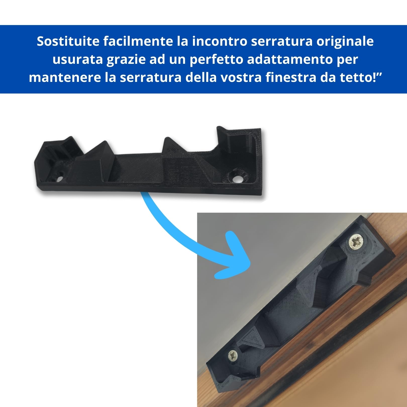 Gancio Chiusura di serratura Nera Compatibile con Velux Versione VES, V21 - Riparazione Pezzo di Ricambio Serratura Sicurezza Chiusura Piastra Finestra Basculante da Tetto Casa Tenda