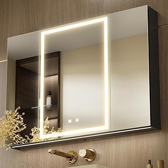 KWW LED Lighted Bathroom Medicine Cabinet with Sockets & USBs, Defogger, Dimmable, 3 Color Light Makeup Mirror, Easy to Install, Wall Mounted Cabinet (3 door-40 * 28)