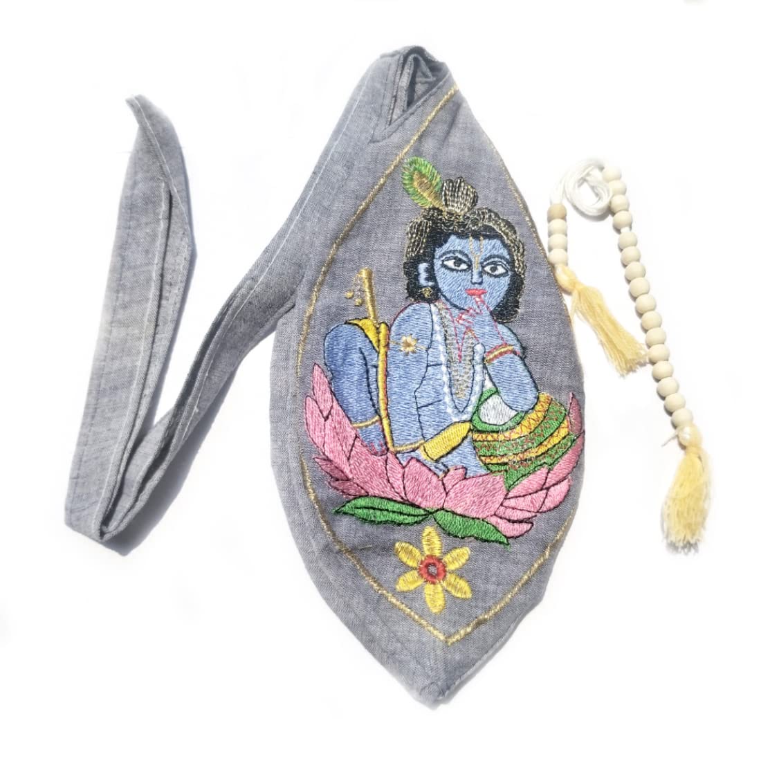 MAYAPURI Sree Gopal Embroidery Cotton Chanting Bag/Gomukhi Japa Bag with Sakshi Mala Counter (Cool Grey) (B0C3HD336K) Amazon Price History, Amazon Price Tracker