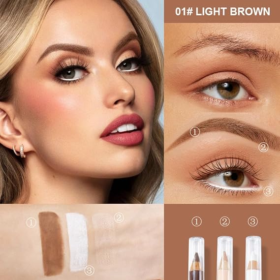 Eyebrow Lift Highlighting & Contour Pencil Set - 3 Eye Makeup Pencils, Fill & Define Eyebrows, For Women