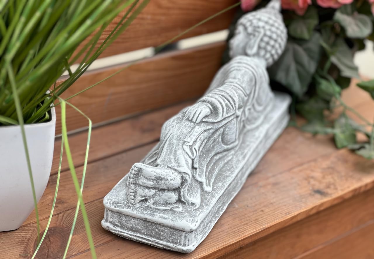 stoneandstyle Figura in pietra Shiva sdraiata, resistente al gelo, larghezza circa 33 cm