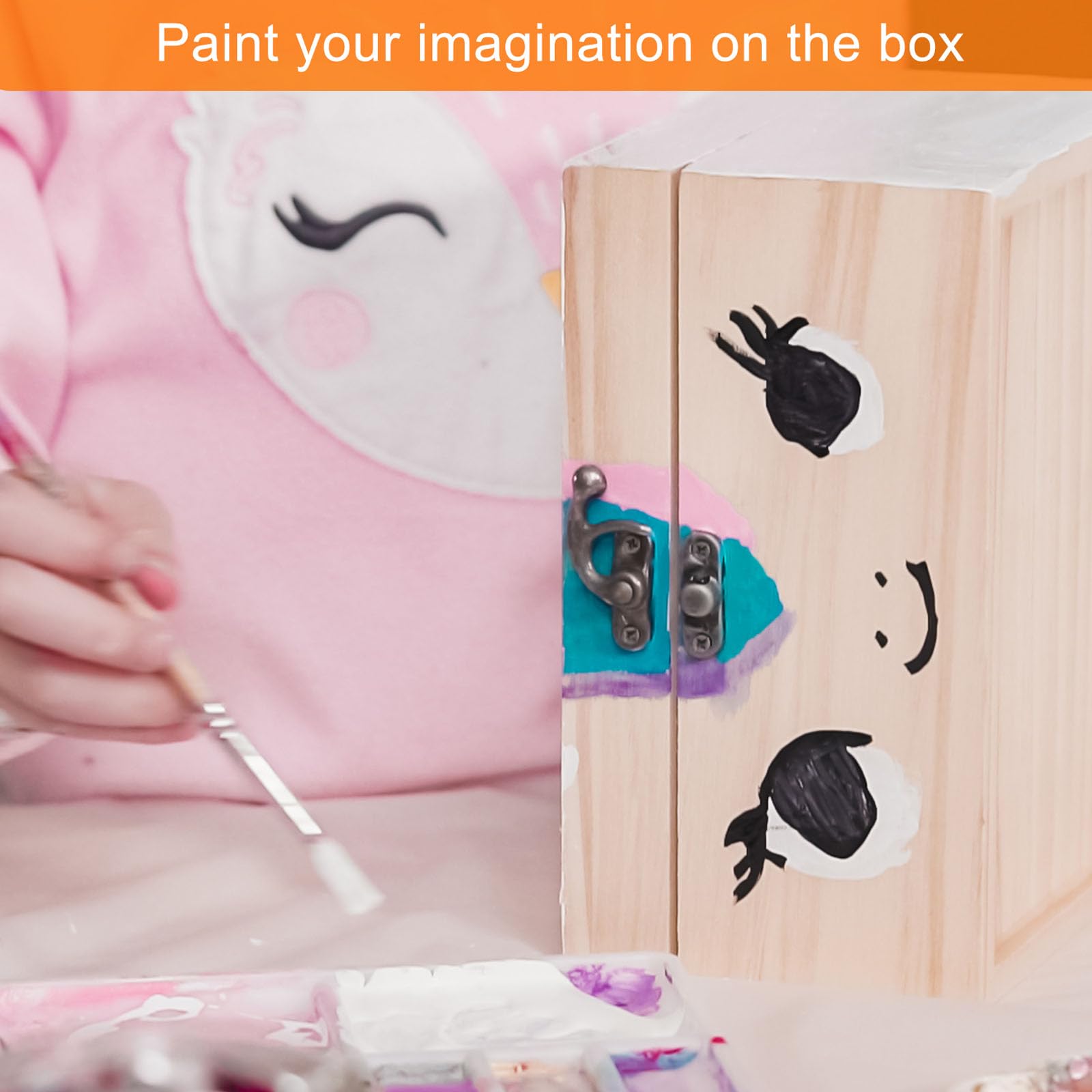 MECCANIXITY Caja expositora de madera sin terminar con tapa con bisagras, caja de almacenamiento de recuerdos de madera pequeña de 2 tamaños con tapa de vidrio para decoración de regalos de joyería, 2