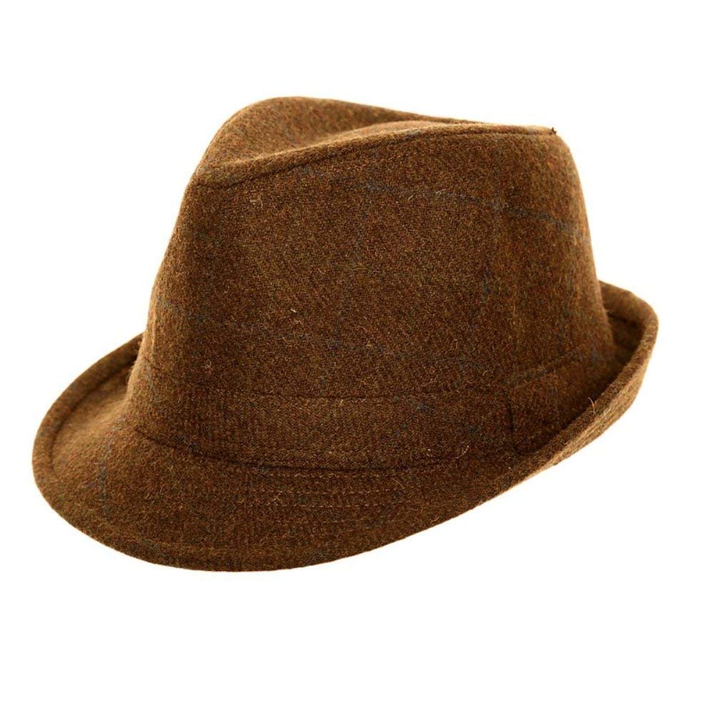 JMC New Adults Unisex Tweed Trilby HAT (59cm, Brown)