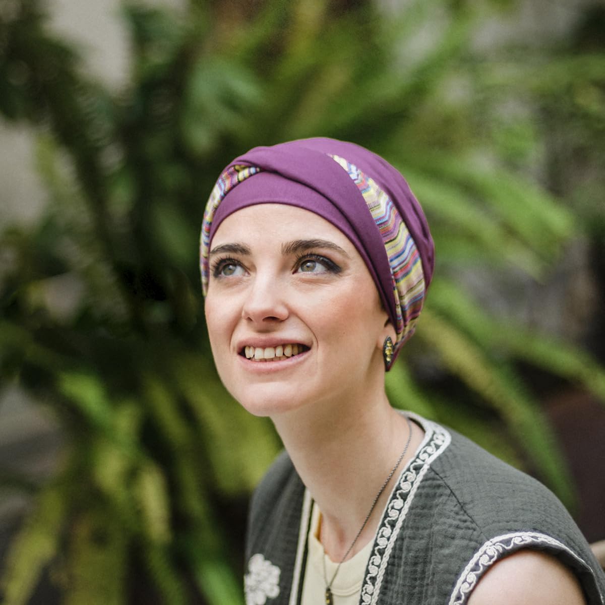 CAREBELL Turbante Oncologico Bambù Elegance Nomade · Cappello Chemioterapia Alopecia Morbido Traspirante Senza Cuciture Regolabile per Donna