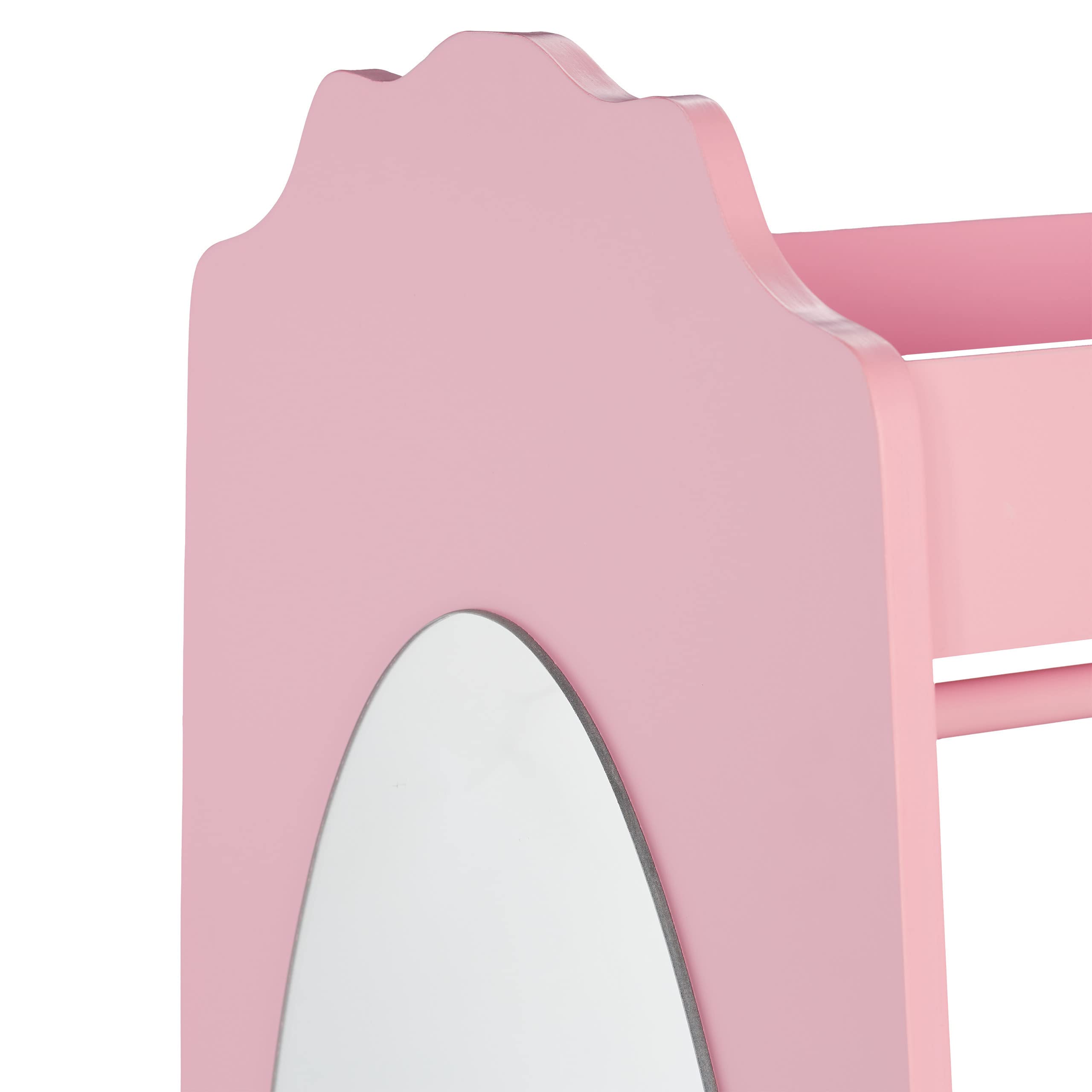 Relaxdays Perchero Infantil, 5 Compartimentos, Colgador de Ropa Niñas, con Gancho y Espejo, 107 x 97,5 x 61 cm, Rosa